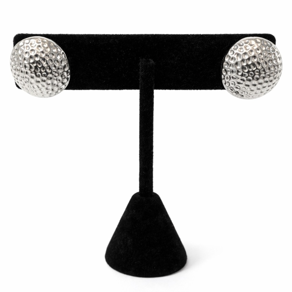 Silver Hammered Statement Necklace Set Modern Bib… - image 5